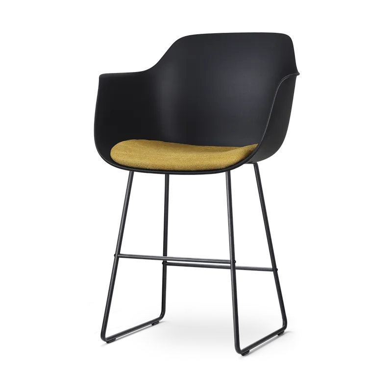 Fabrieksprijs Nino-Liz barkruk zwart met okergeel zitkussen - zwart onderstel - 65 cm