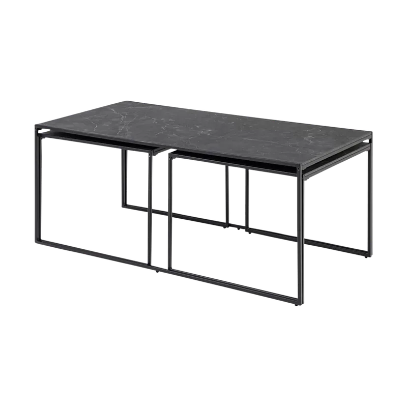 Alleen Vandaag Imke salontafel marmerlook antraciet - set van 3