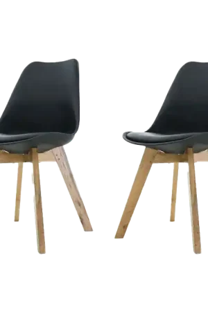 Bestel Nu Madera eetkamerstoel zwart - Houten onderstel - Set van 2