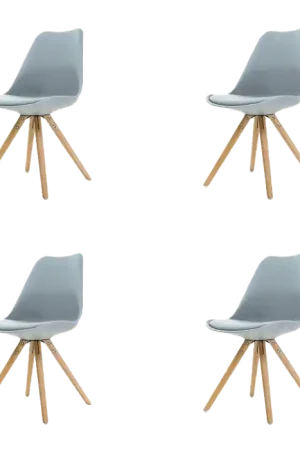 Lage Kosten Legno stoel lichtgrijs - Houten onderstel - Set van 4