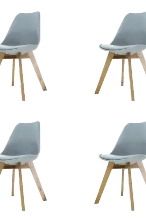 Alleen Vandaag Madera eetkamerstoel lichtgrijs - Houten onderstel - Set van 4