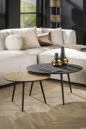 Weekendaanbieding Salontafel Metallic Rond Set Van 2 Grijs
