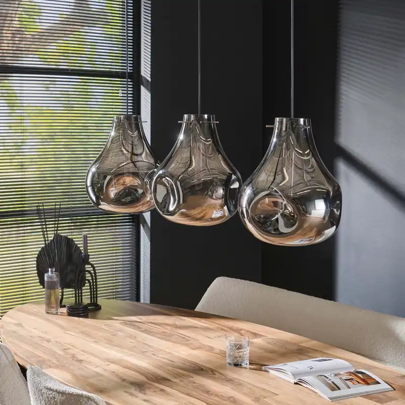 Beperkte Voorraad Hanglamp Dent Glass 3 Lichts Artic Zwart