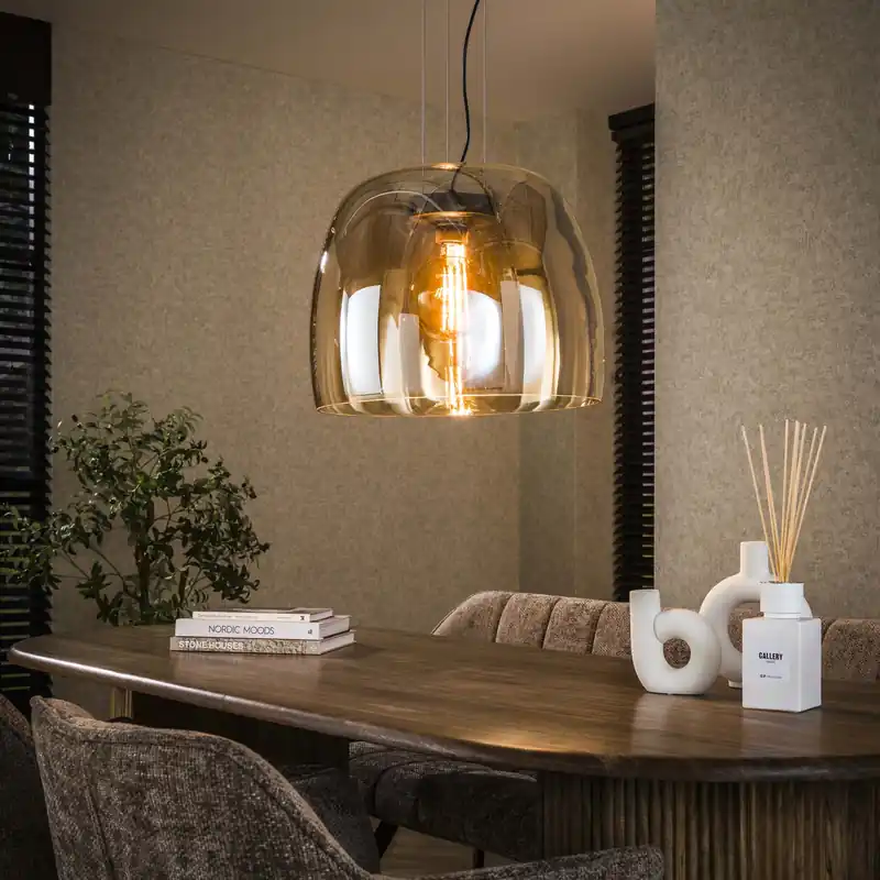 Hanglamp Drift Glass Xl 1 Lichts Amber Glas Exclusieve Aanbieding