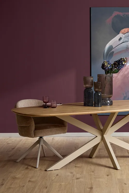 Tijdelijk Beschikbaar Deens ovale eettafel Ferris Naturel Poot Zand Eikenhout 200 cm