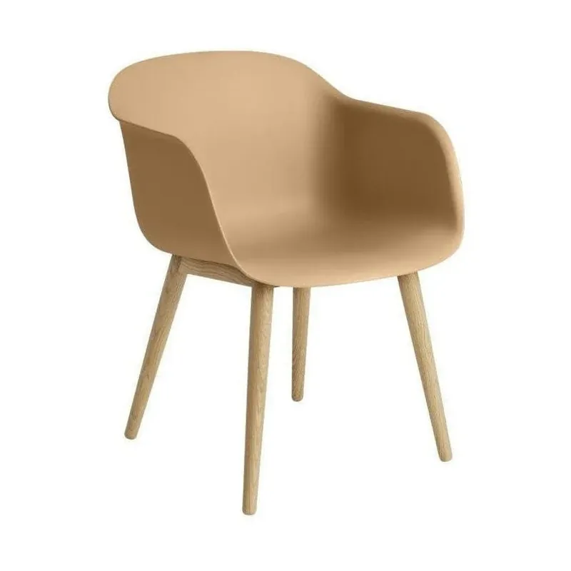 Muuto Fiber eetkamerstoel met Oker vierpoot eikenhout Hoge Kwaliteit