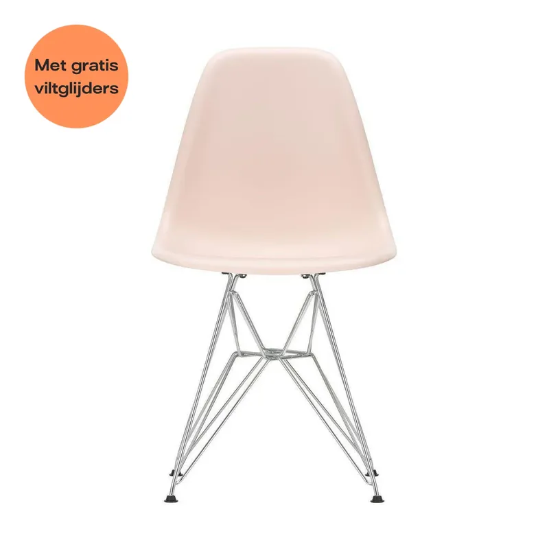 Vitra Eames DSR eetkamerstoel Pale Rose verchroomd Alleen Vandaag