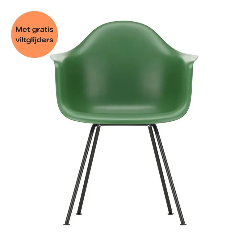 Flitsaanbieding Vitra Eames DAX eetkamerstoel met arm Emerald zwart gepoedercoat