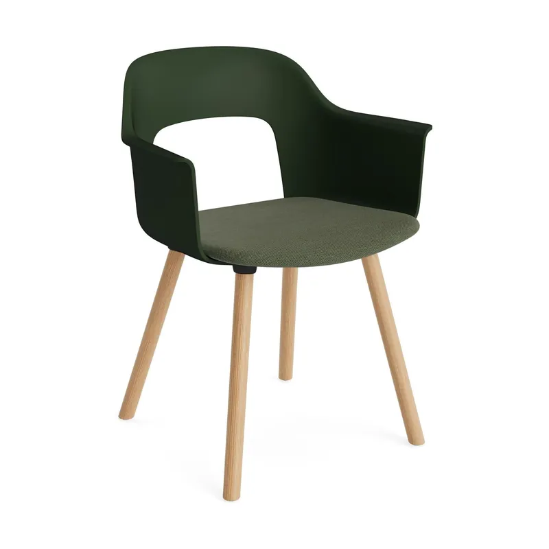 HAY Layout 223 eetkamerstoel met vast zitkussen Bottle Green gelakt eiken Express Levering