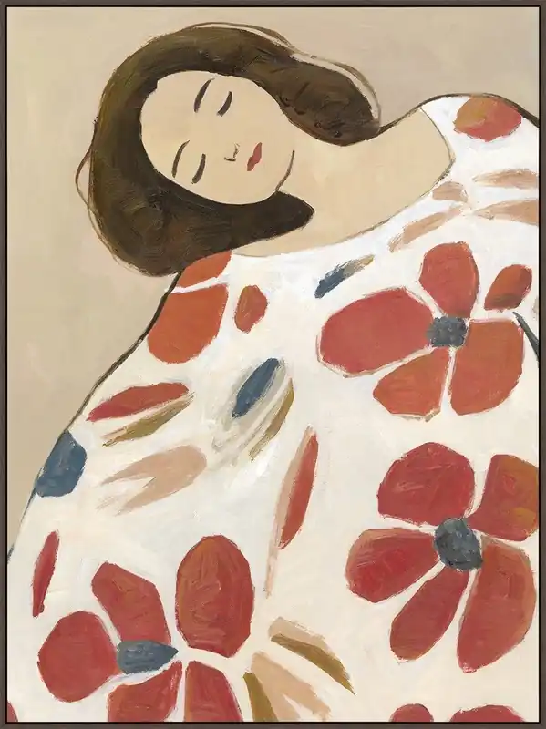 Uitverkoop Schilderij met frame vrouw bloemen