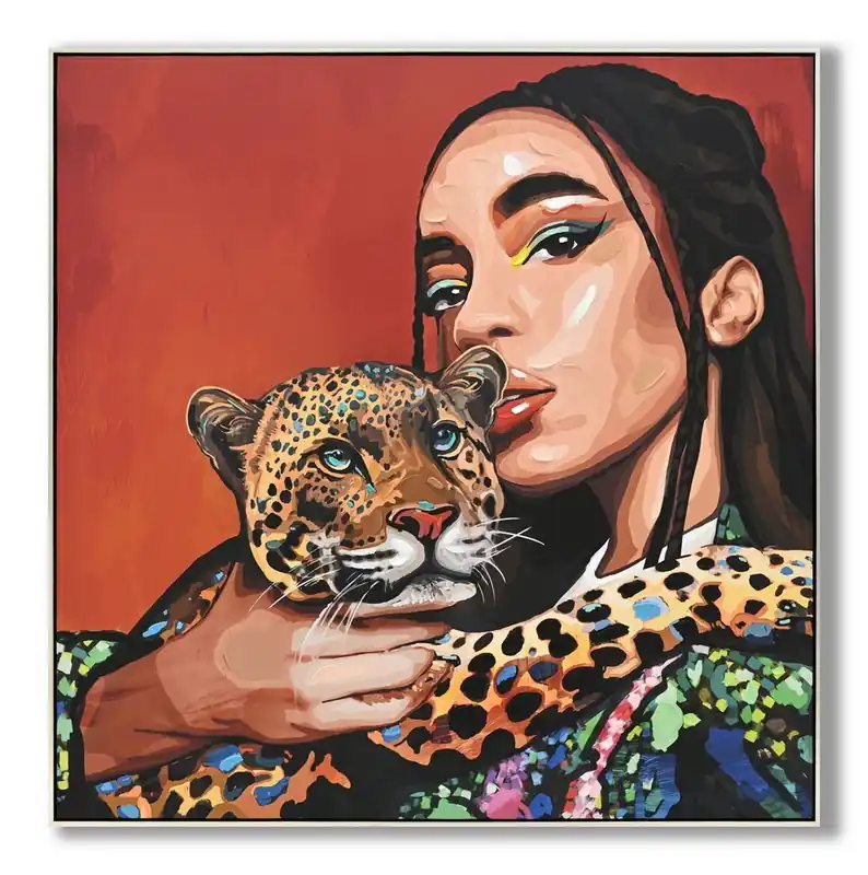 Actieprijs Schilderij vrouw panter