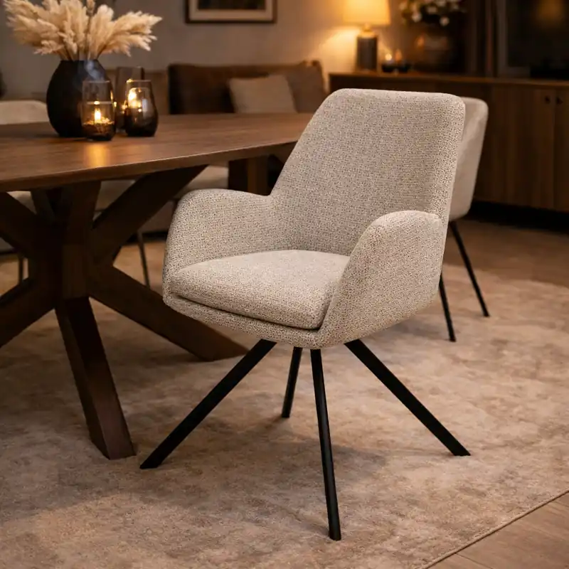 Dagaanbieding Nijwie Eetkamerstoel Charles - draaipoot 360 - Milan nature120