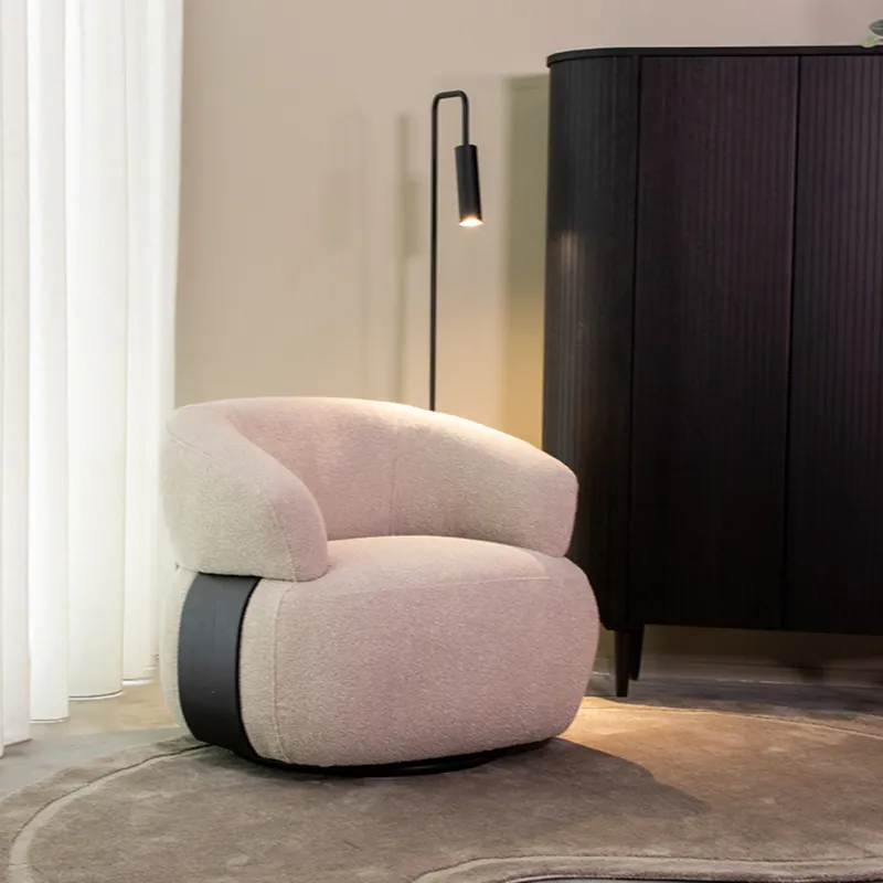 Lage Prijs Label51 LABEL51 Fauteuil Valenza - Naturel - Boucle - Zwart Eiken