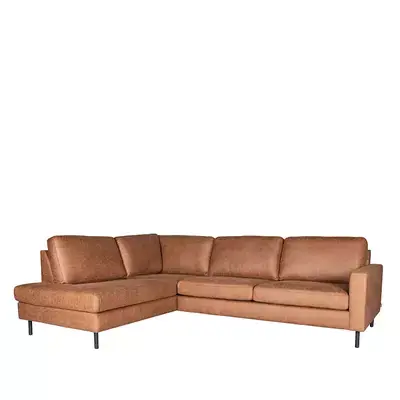 Merkproduct LABEL51 Hoekbank Genua - Cognac - Microfiber - Ottomane + 2,5-Zits