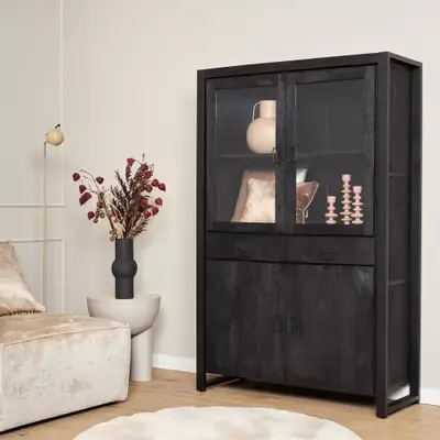 Starfurn Vitrinekast Boaz Black 115 cm Betaalbaar