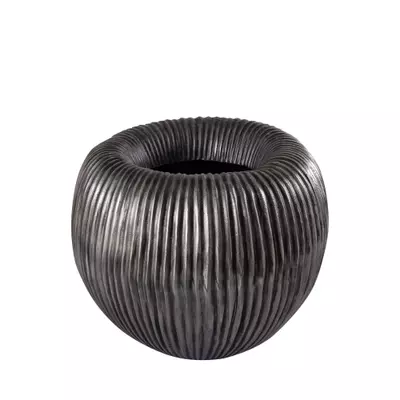 Direct Verzonden PTMD Russel Silver Alu Pot Low Ribbed Small
