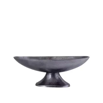 PTMD Loman Black Casted Alu Oval Bowl On Base S Tijdelijk Beschikbaar