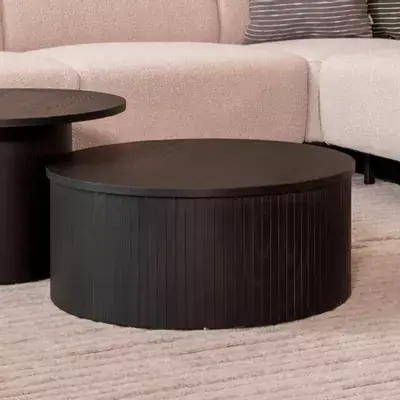 Dagaanbieding LABEL51 Salontafel Oliva - Zwart - Eiken - 70 cm - Rond
