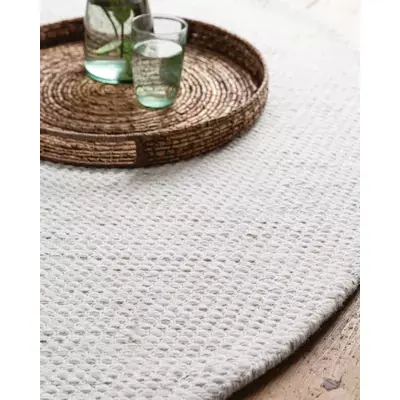 Snelle Levering MUST Living Carpet Asuri round small,Ø150 cm, ivory, 80% wool 20% cotton