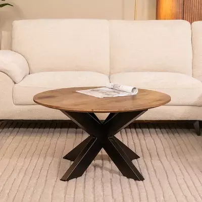 Dagaanbieding LABEL51 Salontafel Otis - Nature Smooth - Mangohout - 80 cm - Rond