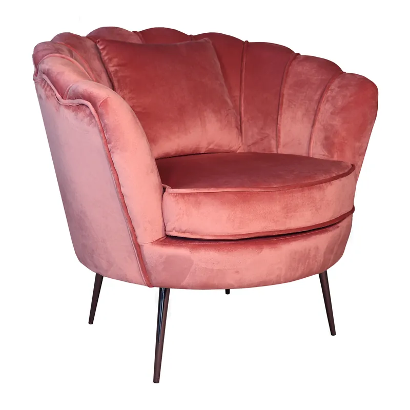 Merkproduct Fauteuil zitbank 1 persoons stoel Anna velvet oud roze bankje