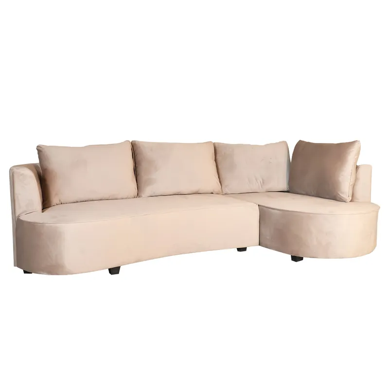 Hoekbank Lando 270cm bank taupe velvet bankstel rechts loungebank Op = Op