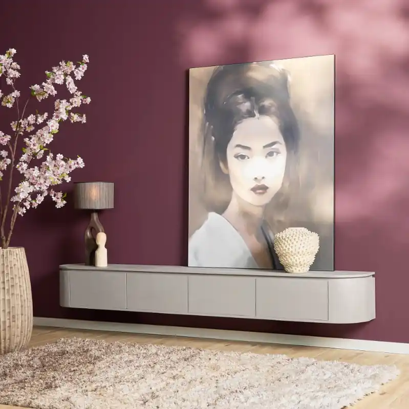Zwevend tv meubel taupegrijs mangohout 240 cm Beperkte Voorraad